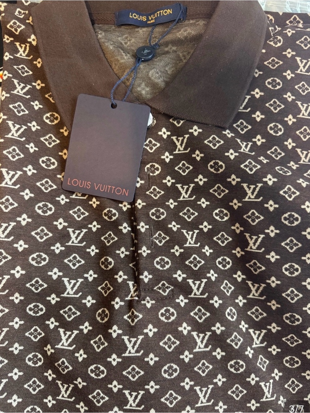 Brown Monogram Polo Shirt XL mens slim